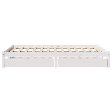 sengeramme uden madras 140x190 cm massivt fyrretræ hvid