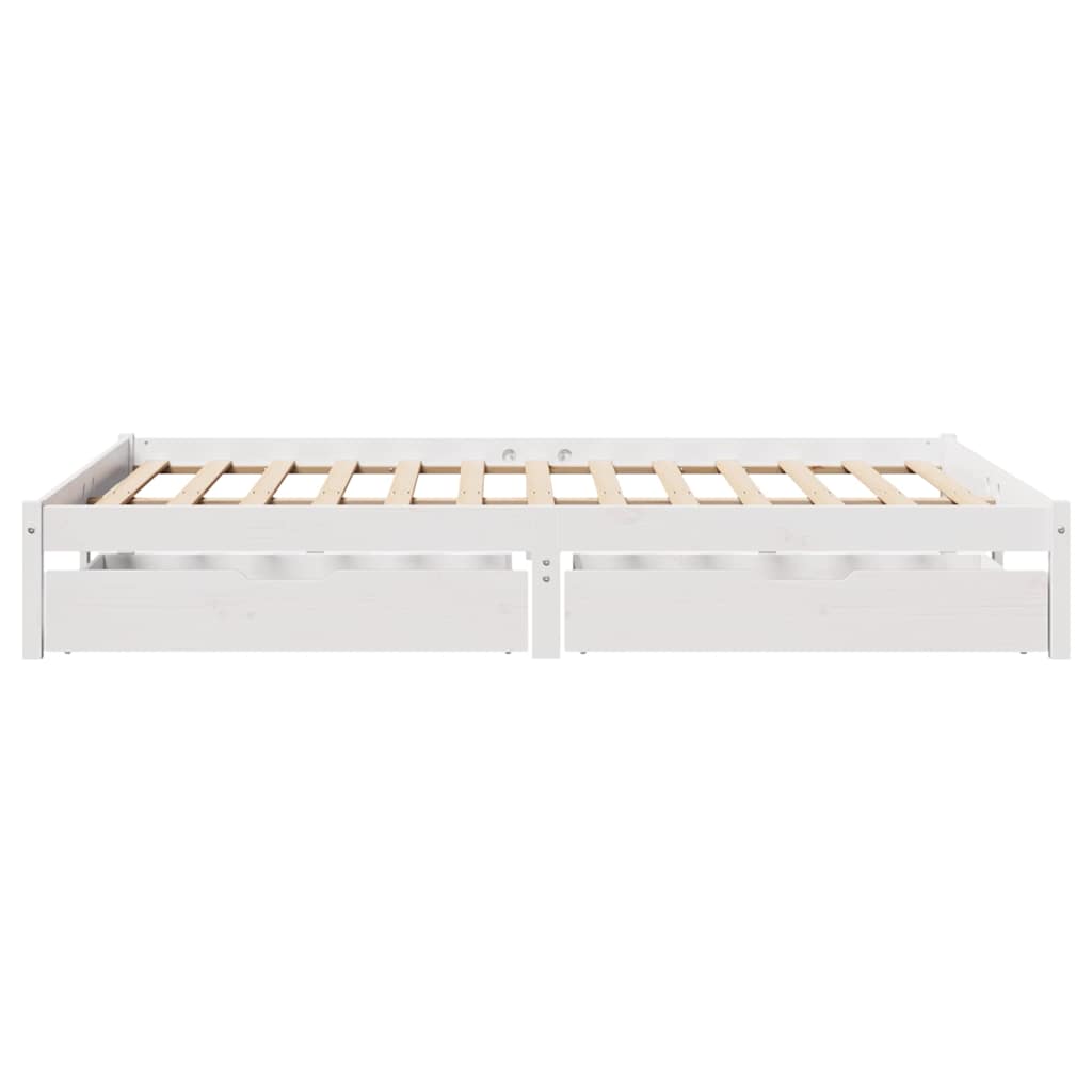sengeramme uden madras 140x190 cm massivt fyrretræ hvid