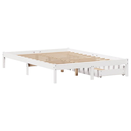 sengeramme uden madras 140x190 cm massivt fyrretræ hvid