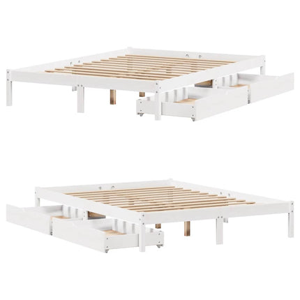 sengeramme uden madras 140x190 cm massivt fyrretræ hvid