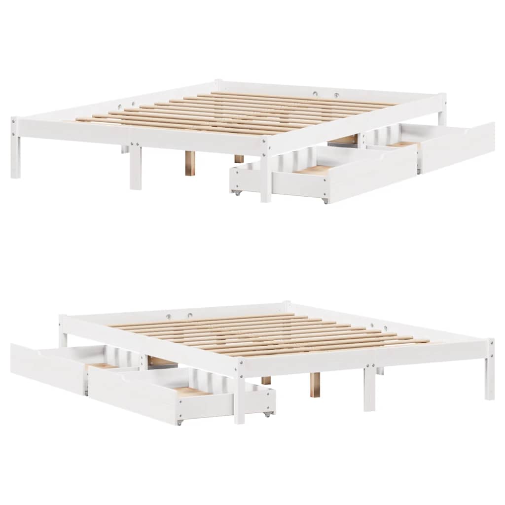 sengeramme uden madras 140x190 cm massivt fyrretræ hvid