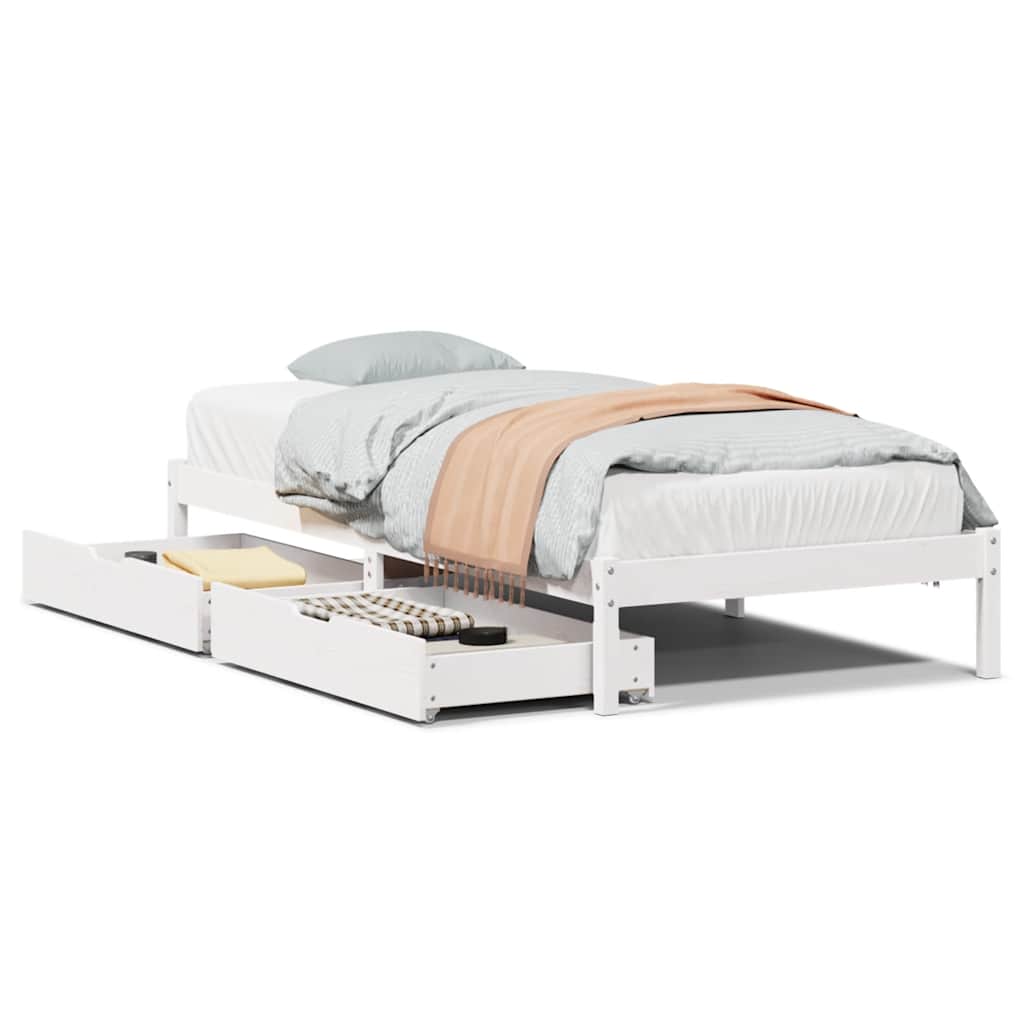 sengeramme uden madras 90x200 cm massivt fyrretræ hvid