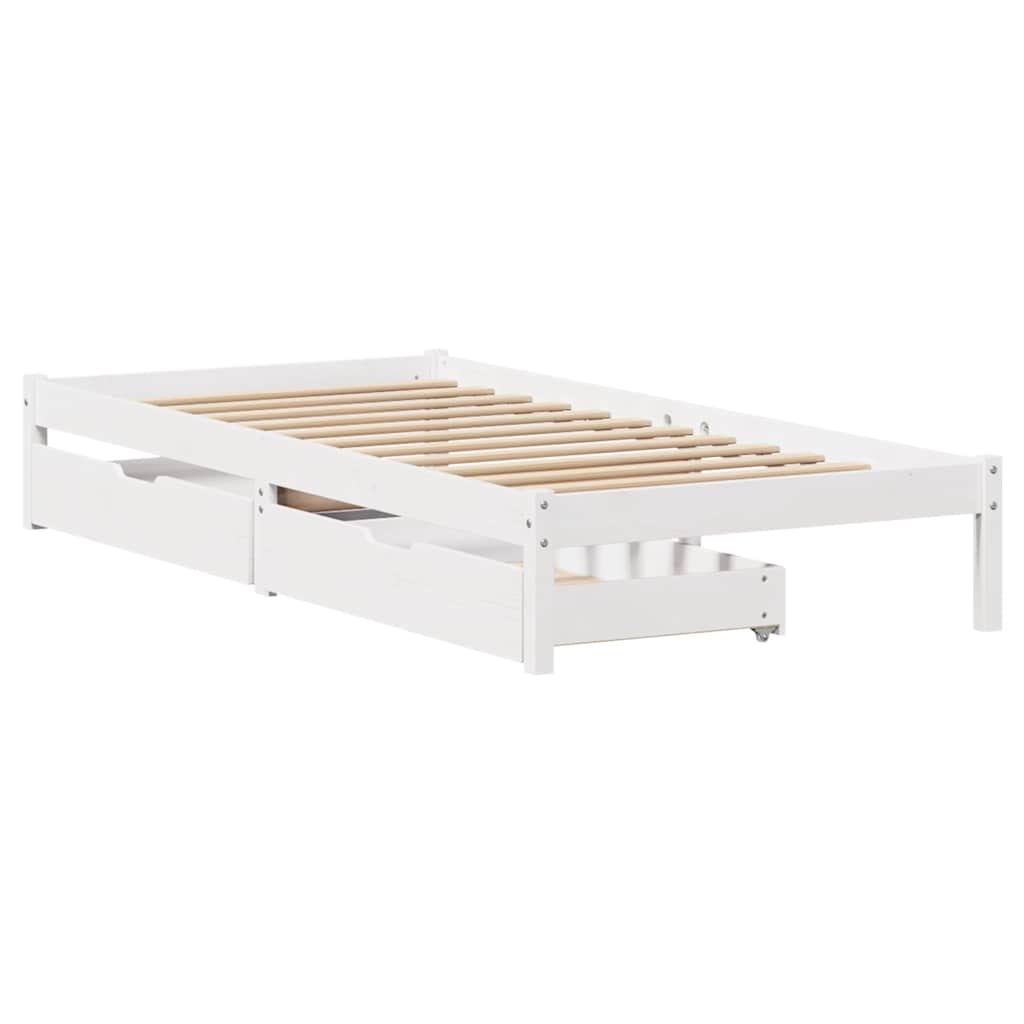 sengeramme uden madras 90x200 cm massivt fyrretræ hvid