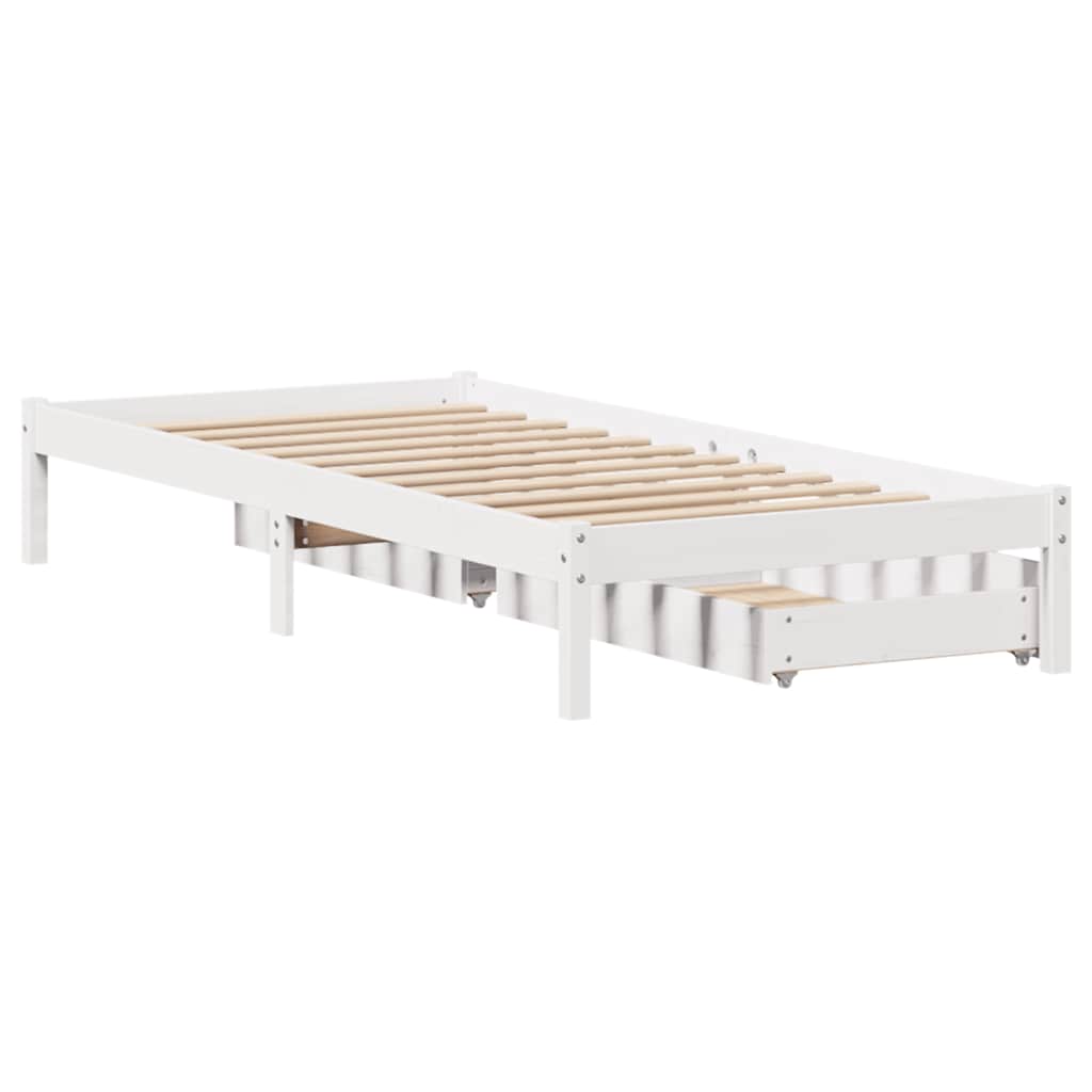 sengeramme uden madras 90x200 cm massivt fyrretræ hvid