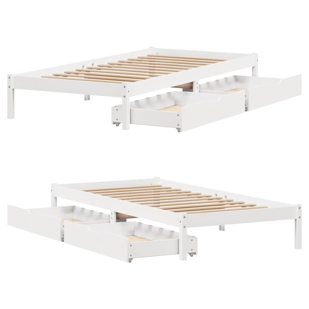 sengeramme uden madras 90x200 cm massivt fyrretræ hvid