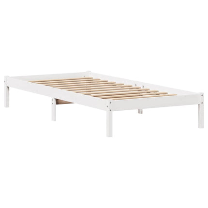 sengeramme uden madras 100x200 cm massivt fyrretræ hvid