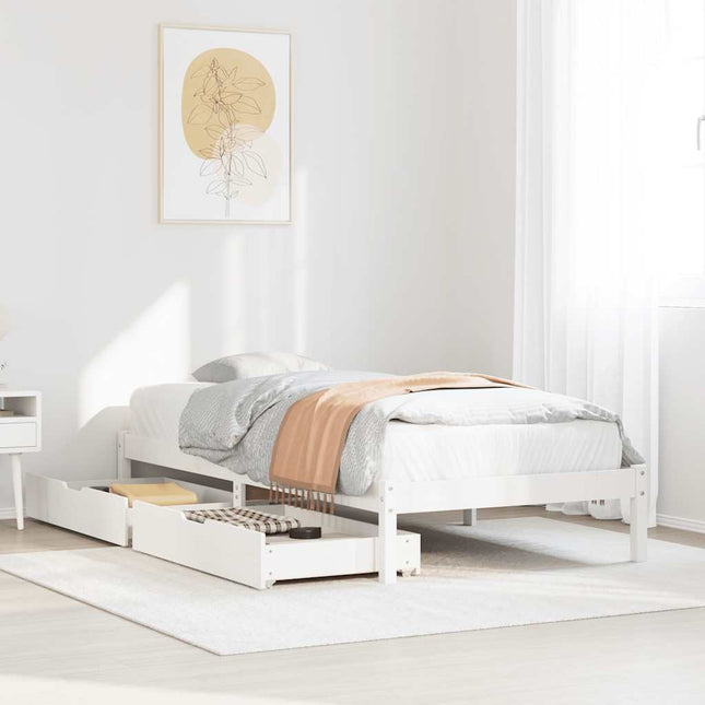 sengeramme uden madras 100x200 cm massivt fyrretræ hvid