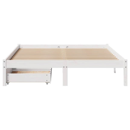 sengeramme uden madras 120x200 cm massivt fyrretræ hvid
