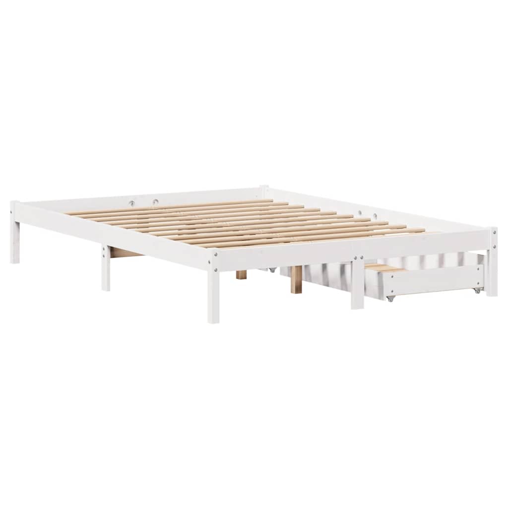 sengeramme uden madras 120x200 cm massivt fyrretræ hvid