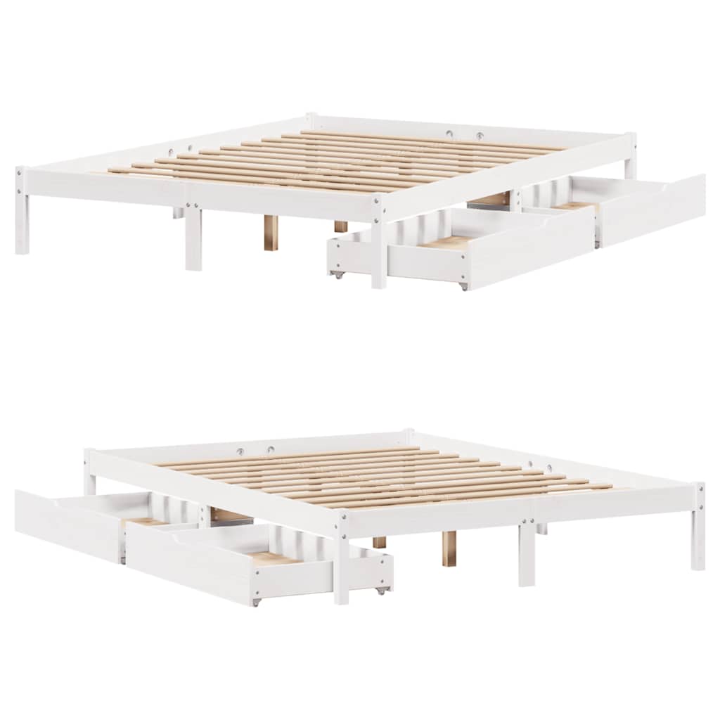 sengeramme uden madras 120x200 cm massivt fyrretræ hvid
