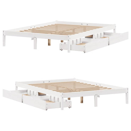 sengeramme uden madras 140x200 cm massivt fyrretræ hvid