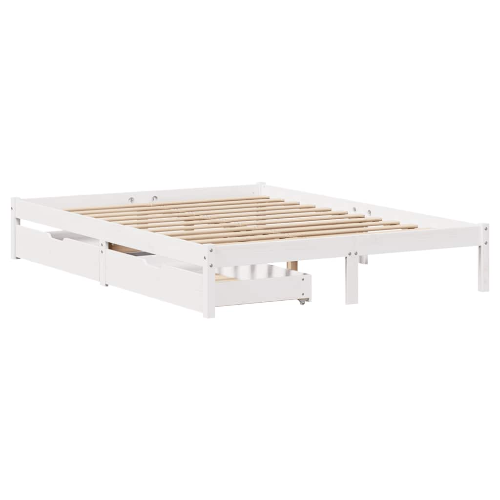 sengeramme uden madras 150x200 cm massivt fyrretræ hvid