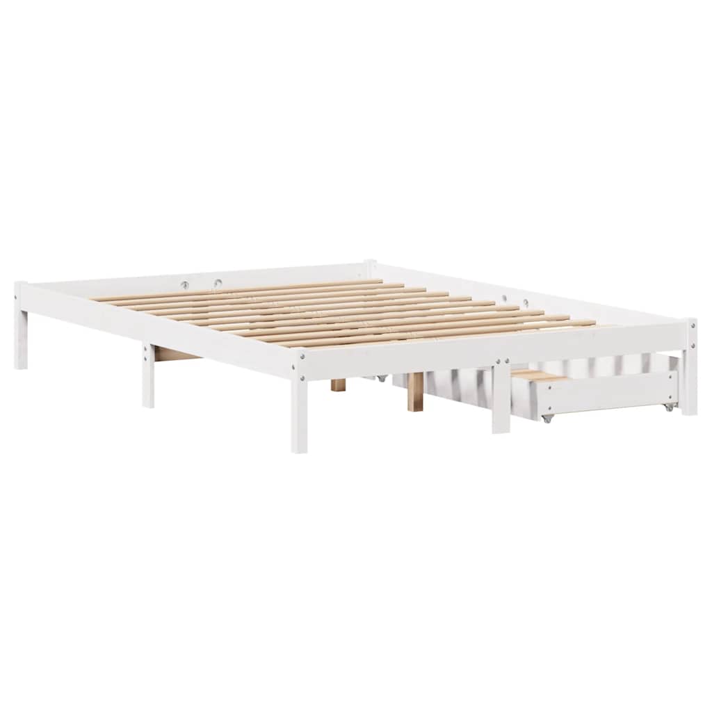 sengeramme uden madras 150x200 cm massivt fyrretræ hvid