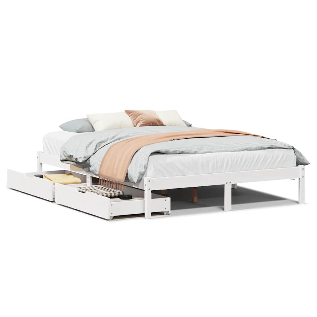 sengeramme uden madras 160x200 cm massivt fyrretræ hvid