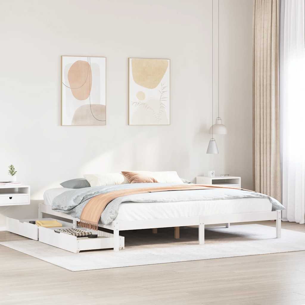 sengeramme uden madras 180x200 cm massivt fyrretræ hvid