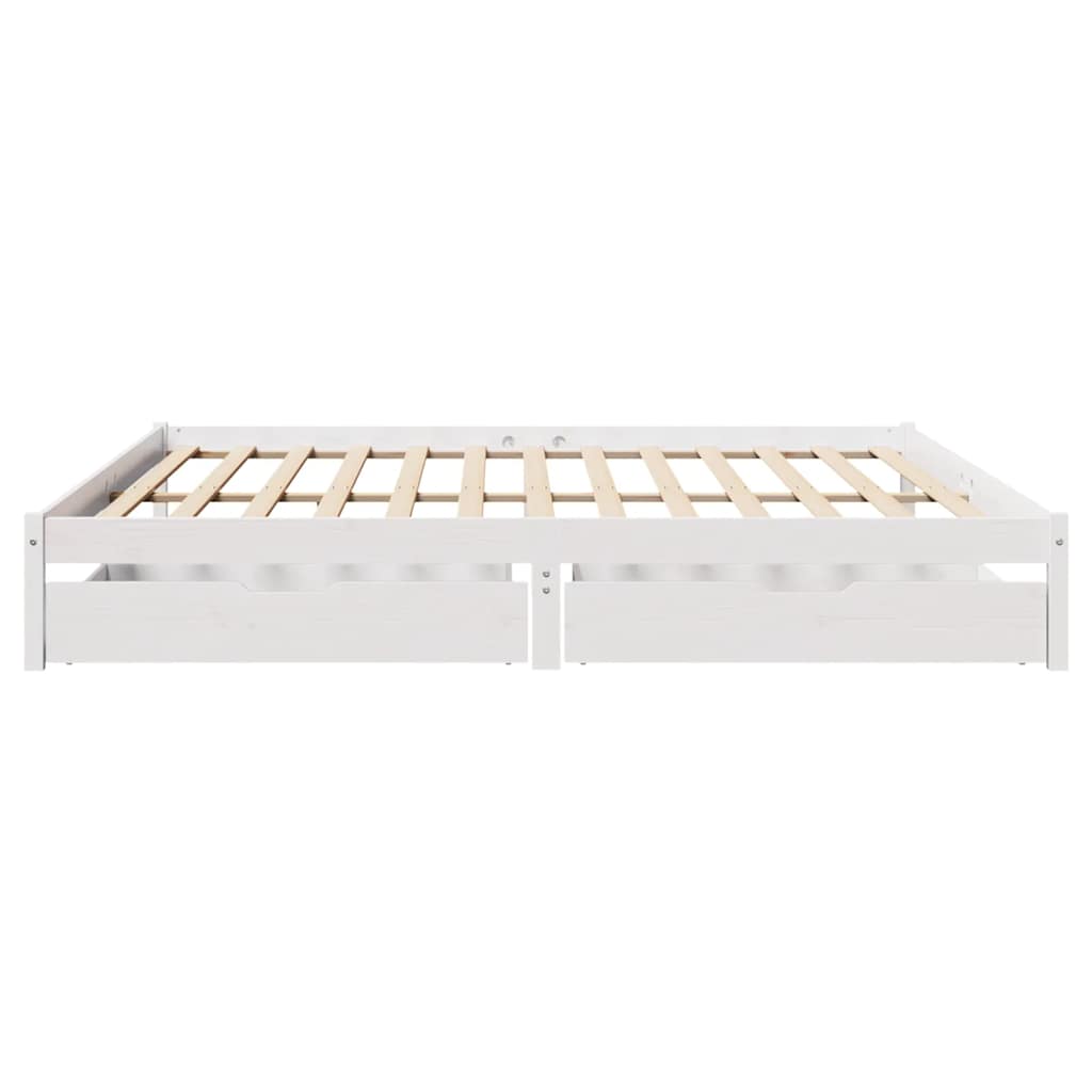 sengeramme uden madras 200x200 cm massivt fyrretræ hvid
