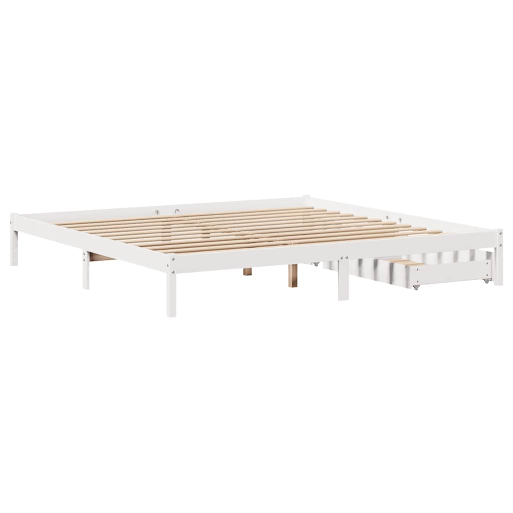 sengeramme uden madras 200x200 cm massivt fyrretræ hvid