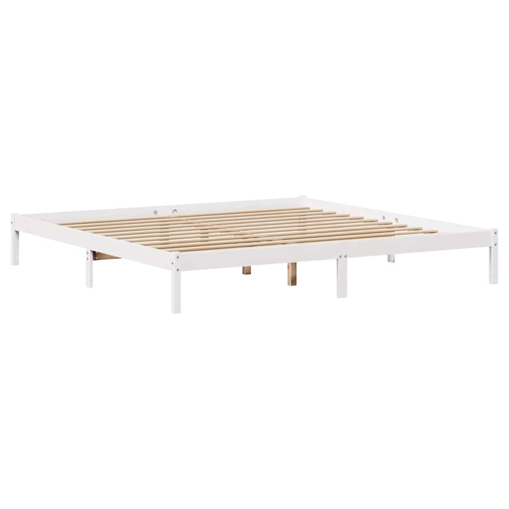 sengeramme uden madras 200x200 cm massivt fyrretræ hvid