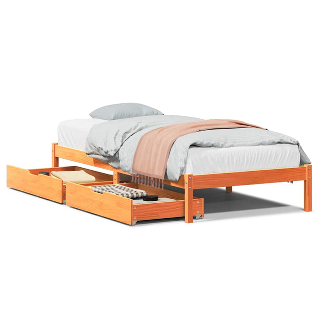 sengeramme uden madras 75x190 cm massivt fyrretræ gyldenbrun