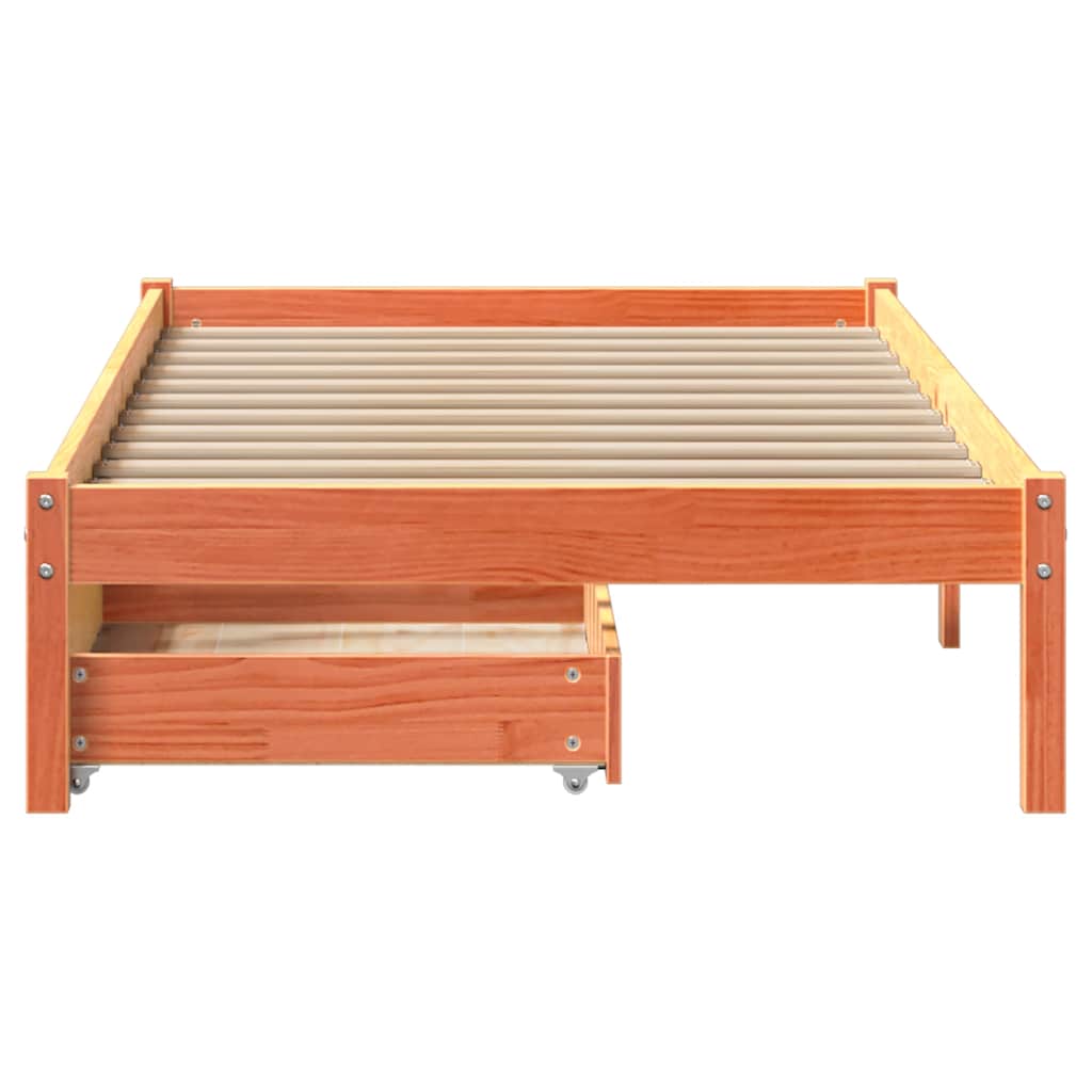 sengeramme uden madras 90x190 cm massivt fyrretræ gyldenbrun