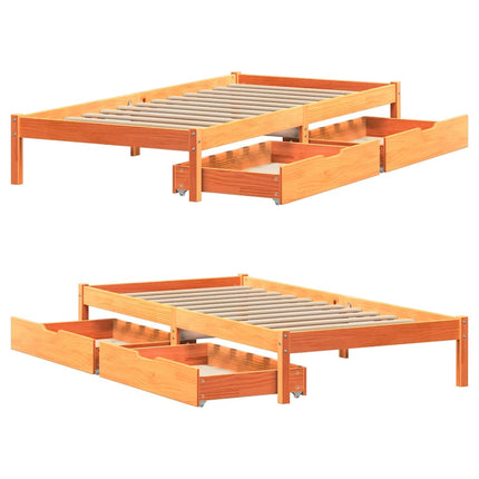 sengeramme uden madras 90x190 cm massivt fyrretræ gyldenbrun