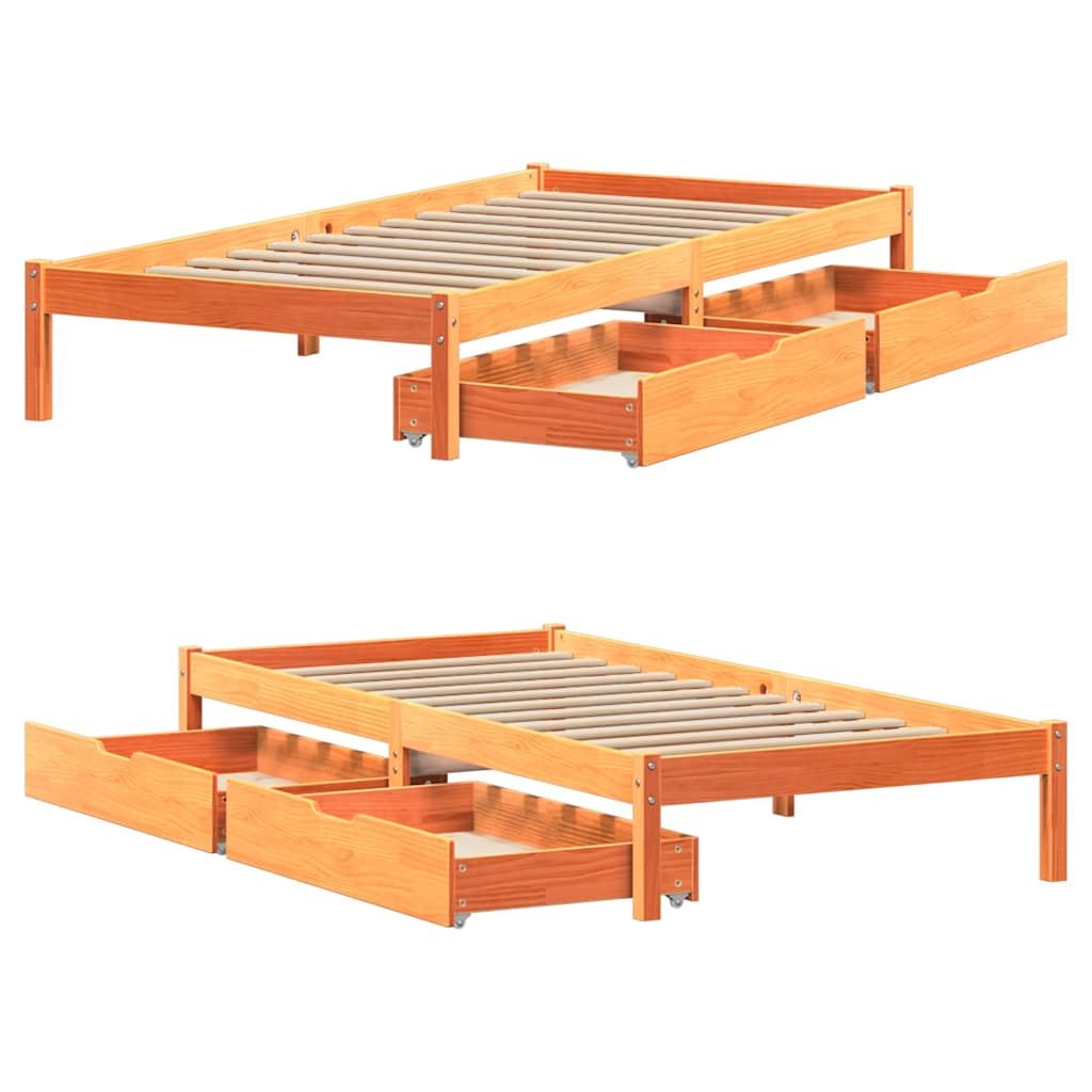 sengeramme uden madras 90x190 cm massivt fyrretræ gyldenbrun