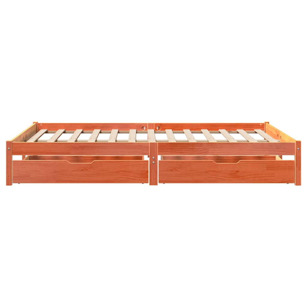 sengeramme uden madras 135x190 cm massivt fyrretræ brun