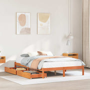 sengeramme uden madras 135x190 cm massivt fyrretræ brun