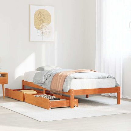 sengeramme uden madras 90x200 cm massivt fyrretræ gyldenbrun