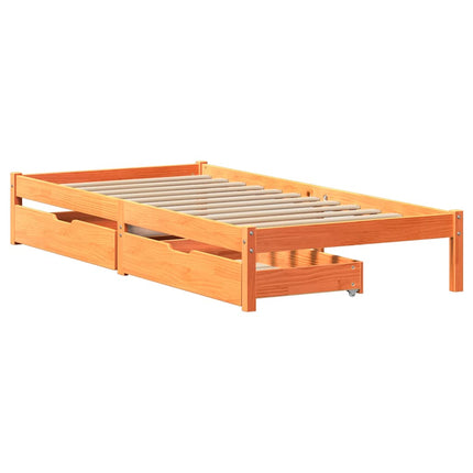 sengeramme uden madras 100x200 cm massivt fyrretræ gyldenbrun