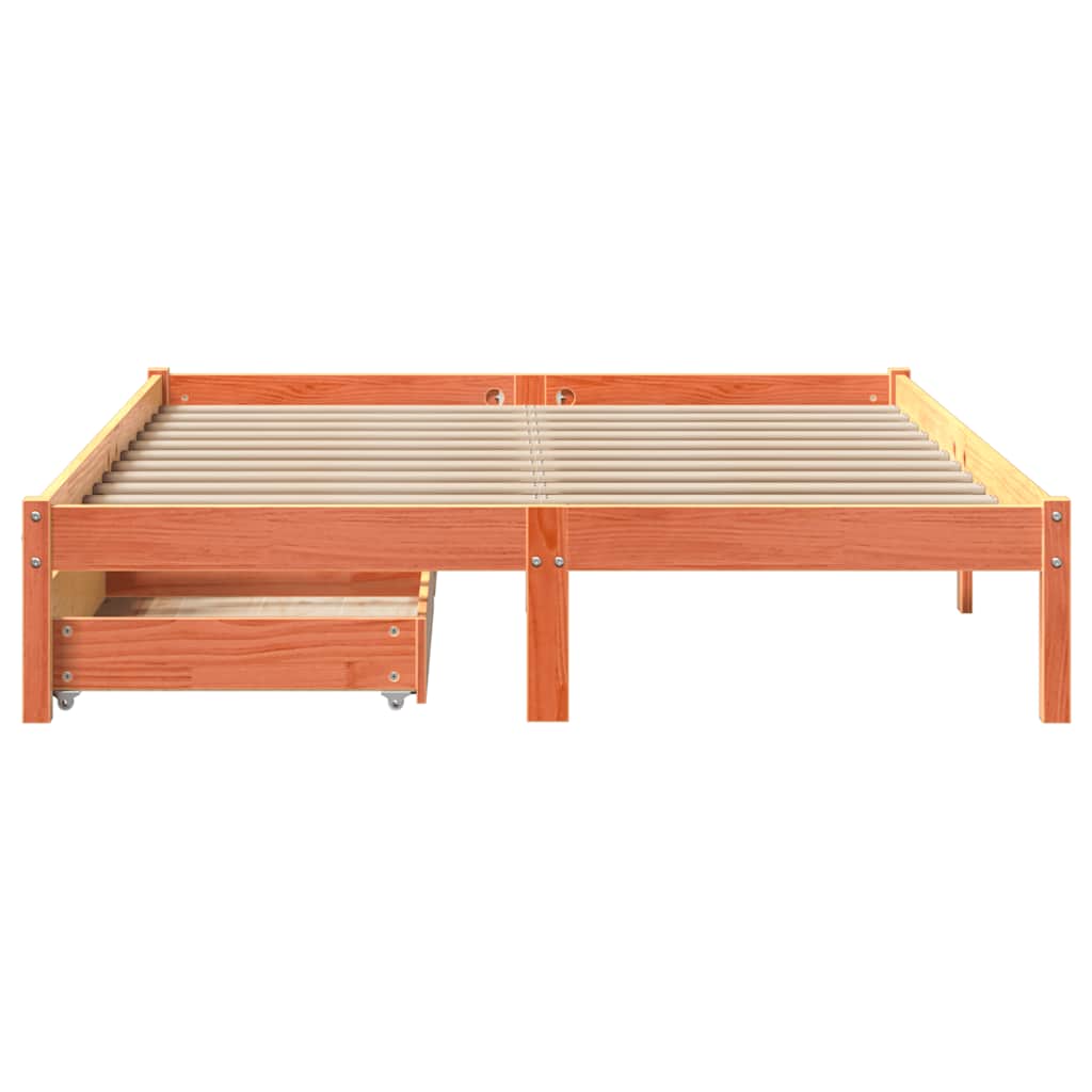 sengeramme uden madras 140x200 cm massivt fyr gyldenbrun