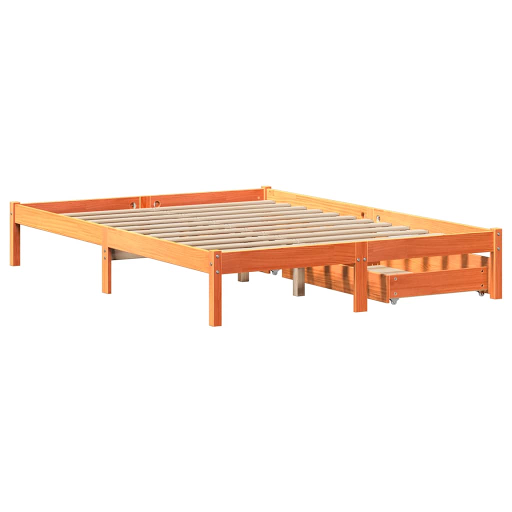 sengeramme uden madras 140x200 cm massivt fyr gyldenbrun