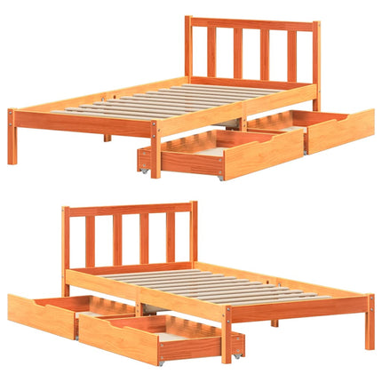 sengeramme uden madras 100x200 cm massivt fyrretræ gyldenbrun
