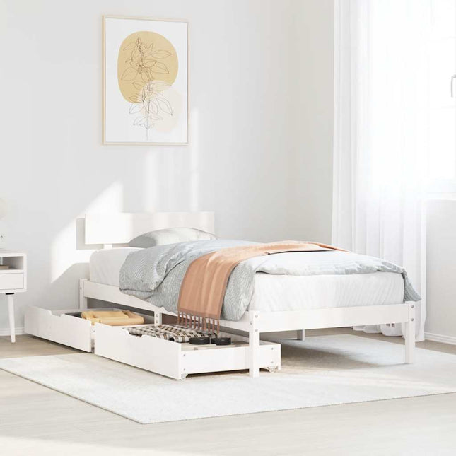 sengeramme uden madras 90x190 cm massivt fyrretræ hvid