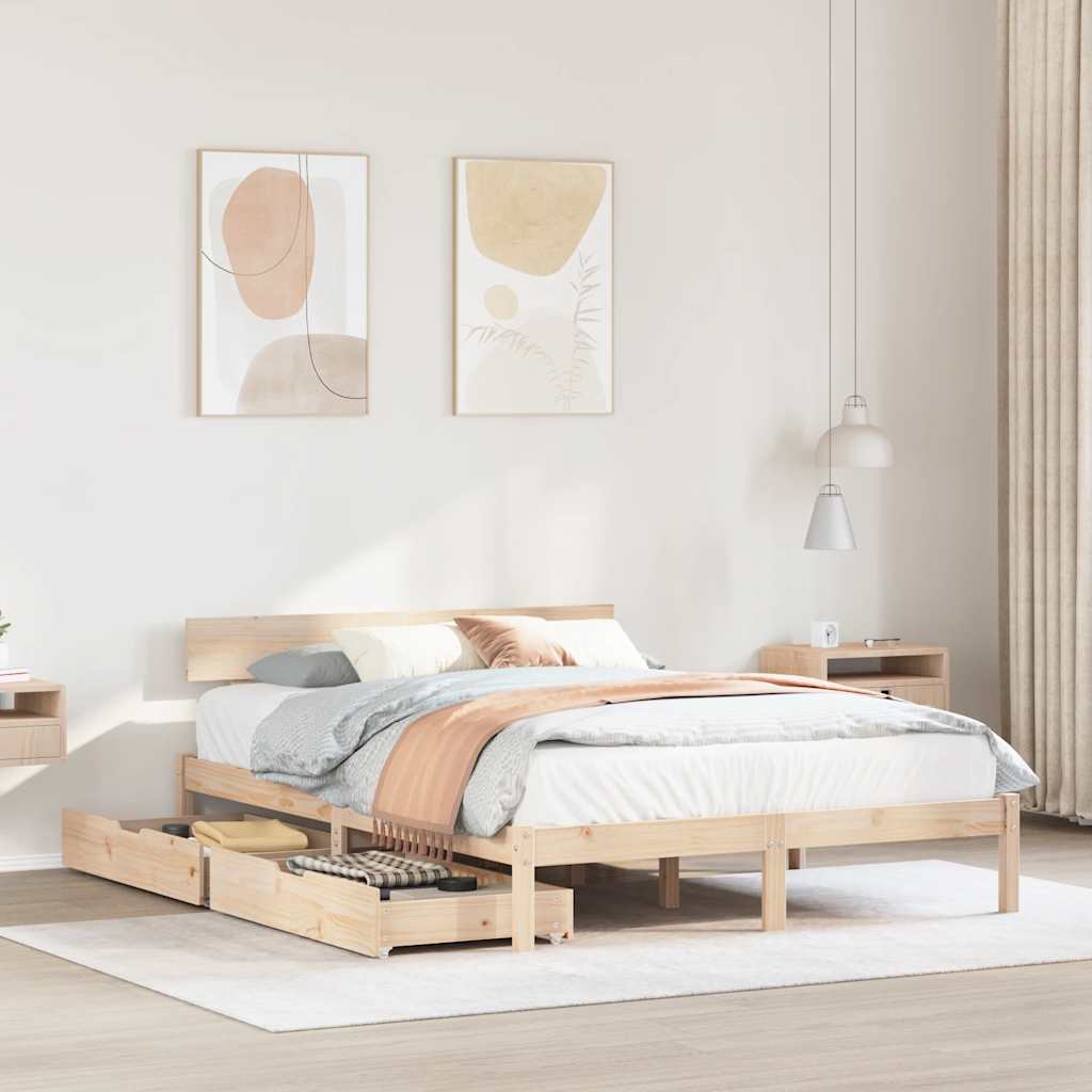 sengeramme uden madras 120x190 cm massivt fyrretræ