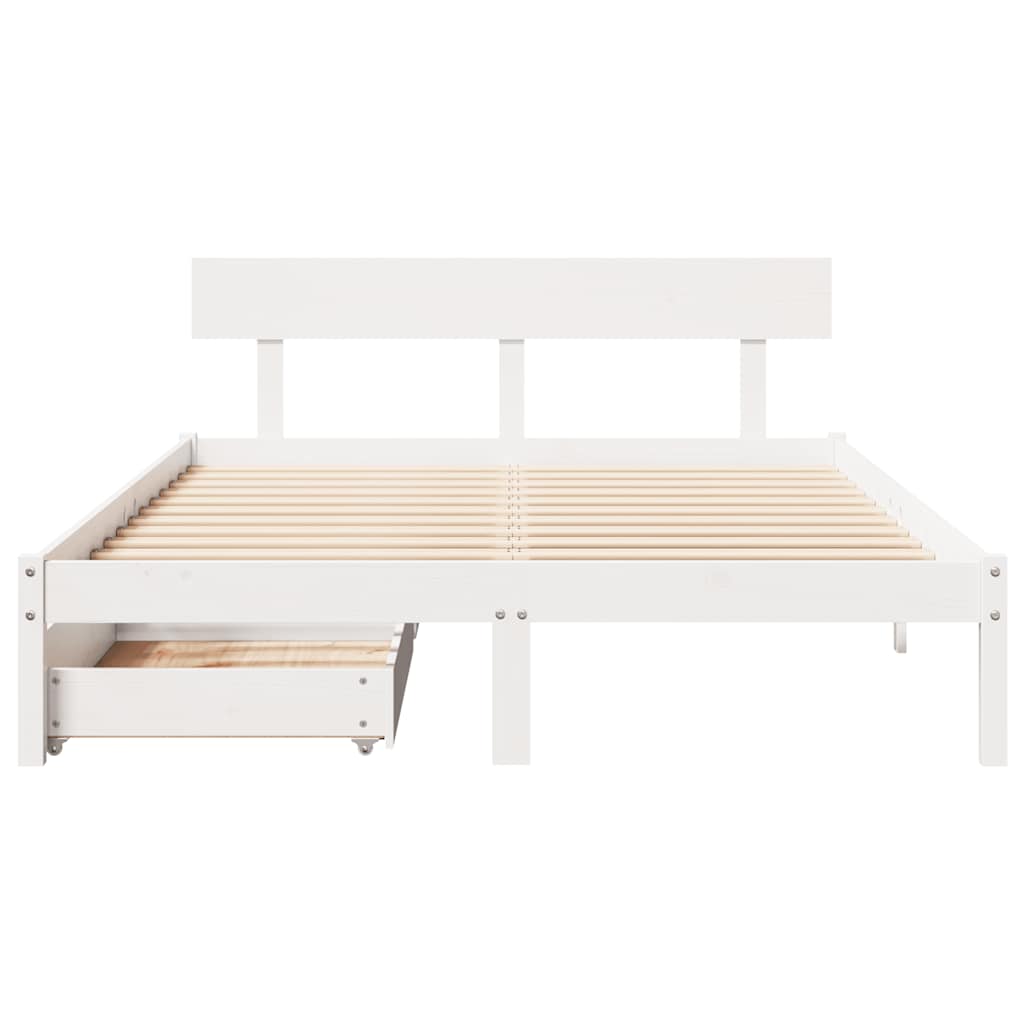 sengeramme uden madras 120x190 cm massivt fyrretræ hvid