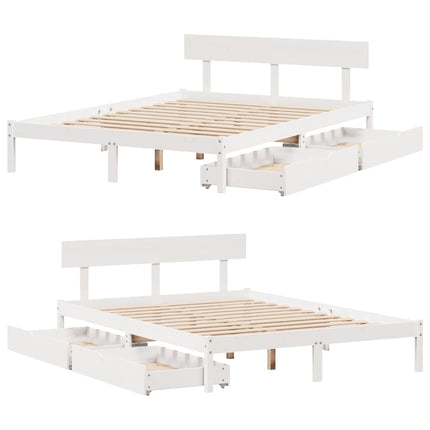 sengeramme uden madras 120x190 cm massivt fyrretræ hvid