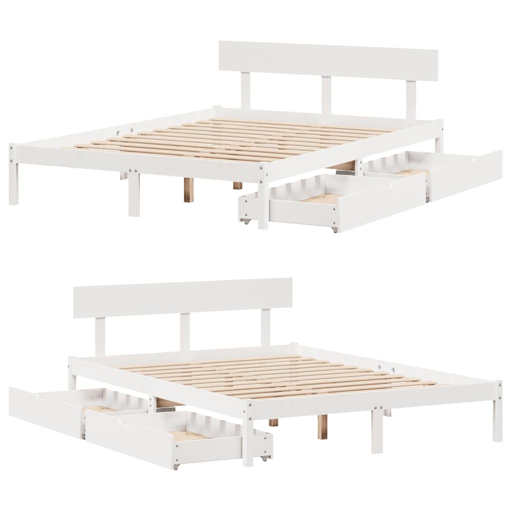 sengeramme uden madras 120x190 cm massivt fyrretræ hvid