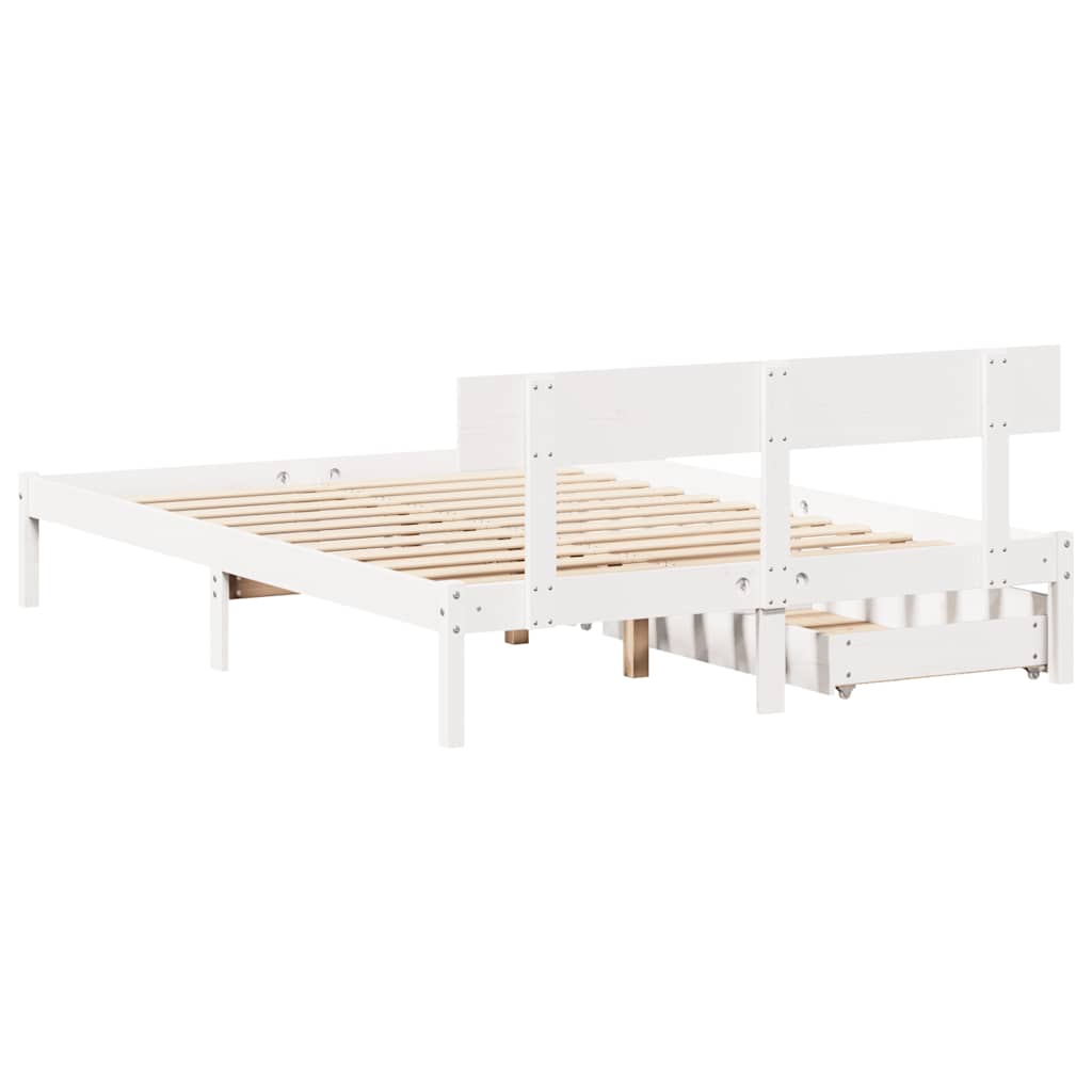 sengeramme uden madras 135x190 cm massivt fyrretræ hvid