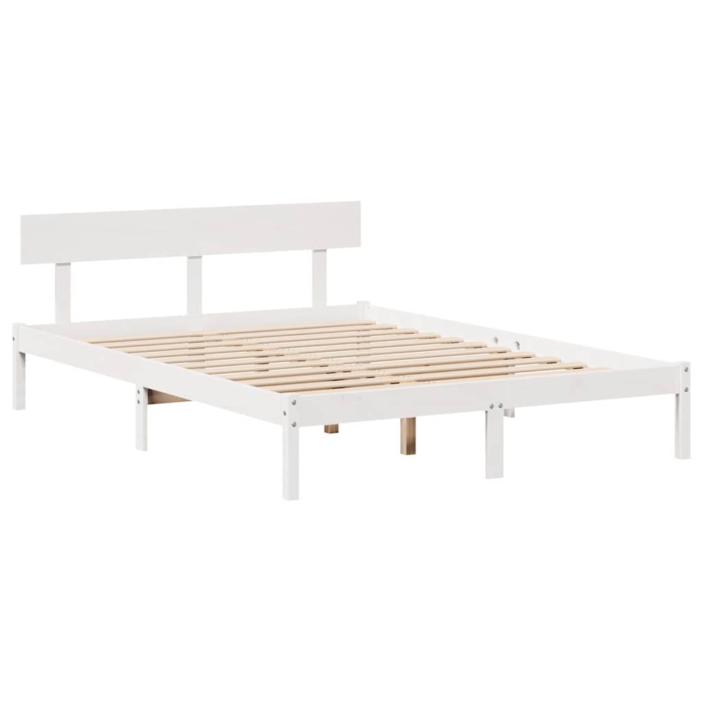 sengeramme uden madras 135x190 cm massivt fyrretræ hvid