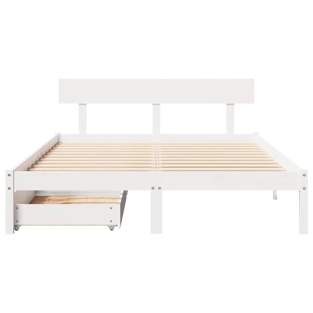sengeramme uden madras 140x190 cm massivt fyrretræ hvid