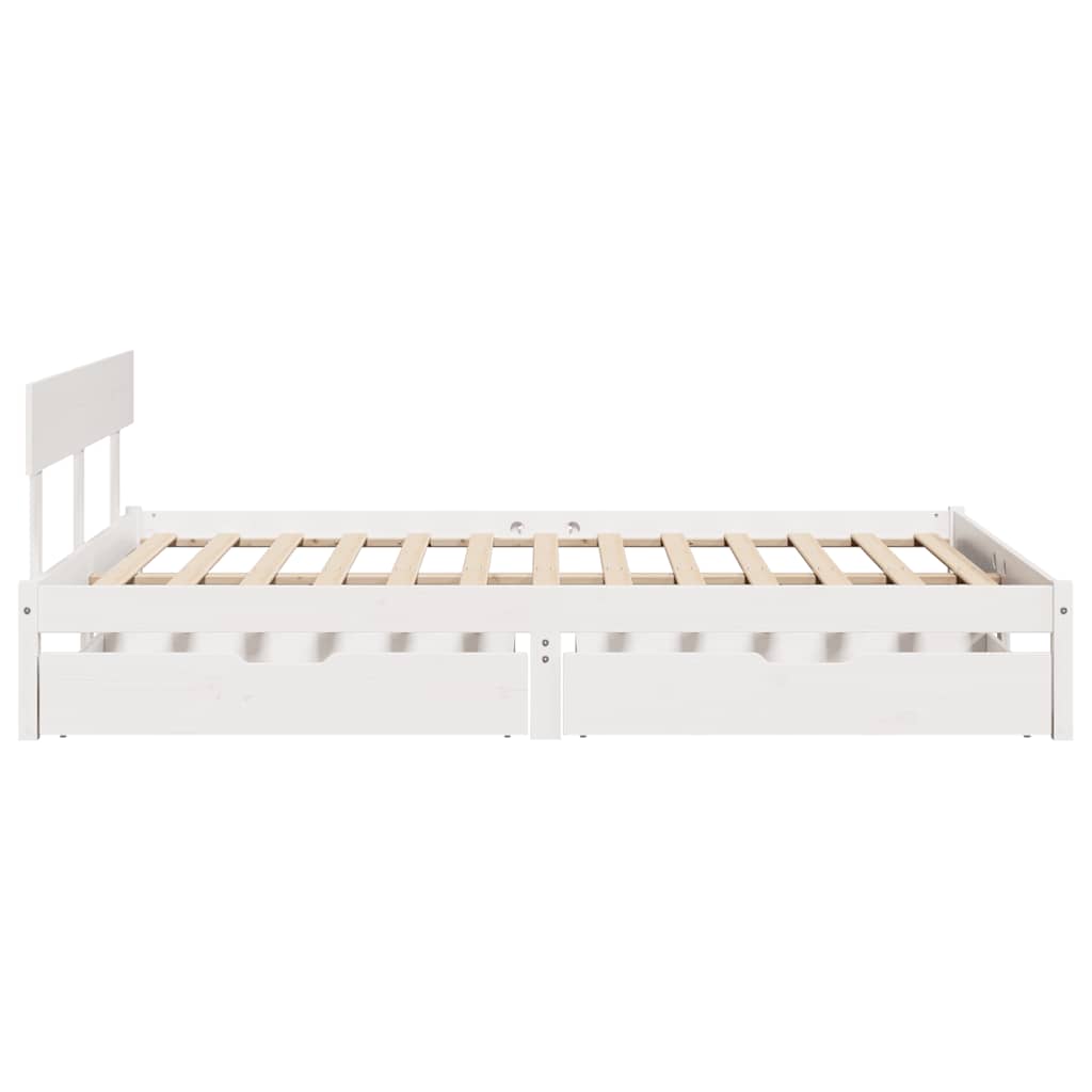 sengeramme uden madras 140x190 cm massivt fyrretræ hvid