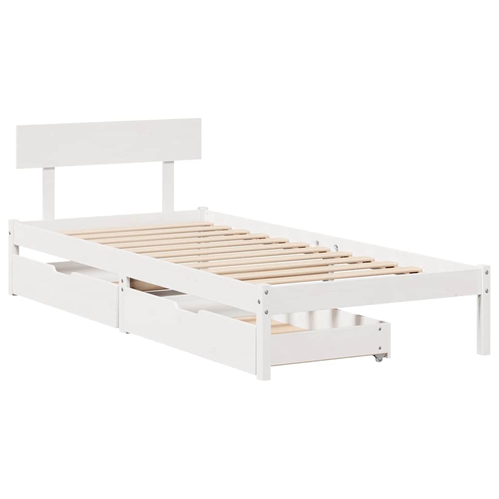 sengeramme uden madras 90x200 cm massivt fyrretræ hvid