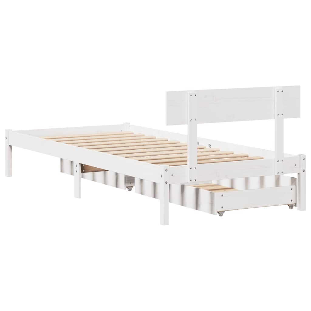 sengeramme uden madras 90x200 cm massivt fyrretræ hvid