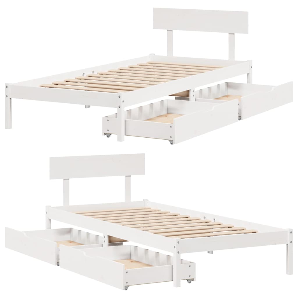 sengeramme uden madras 90x200 cm massivt fyrretræ hvid