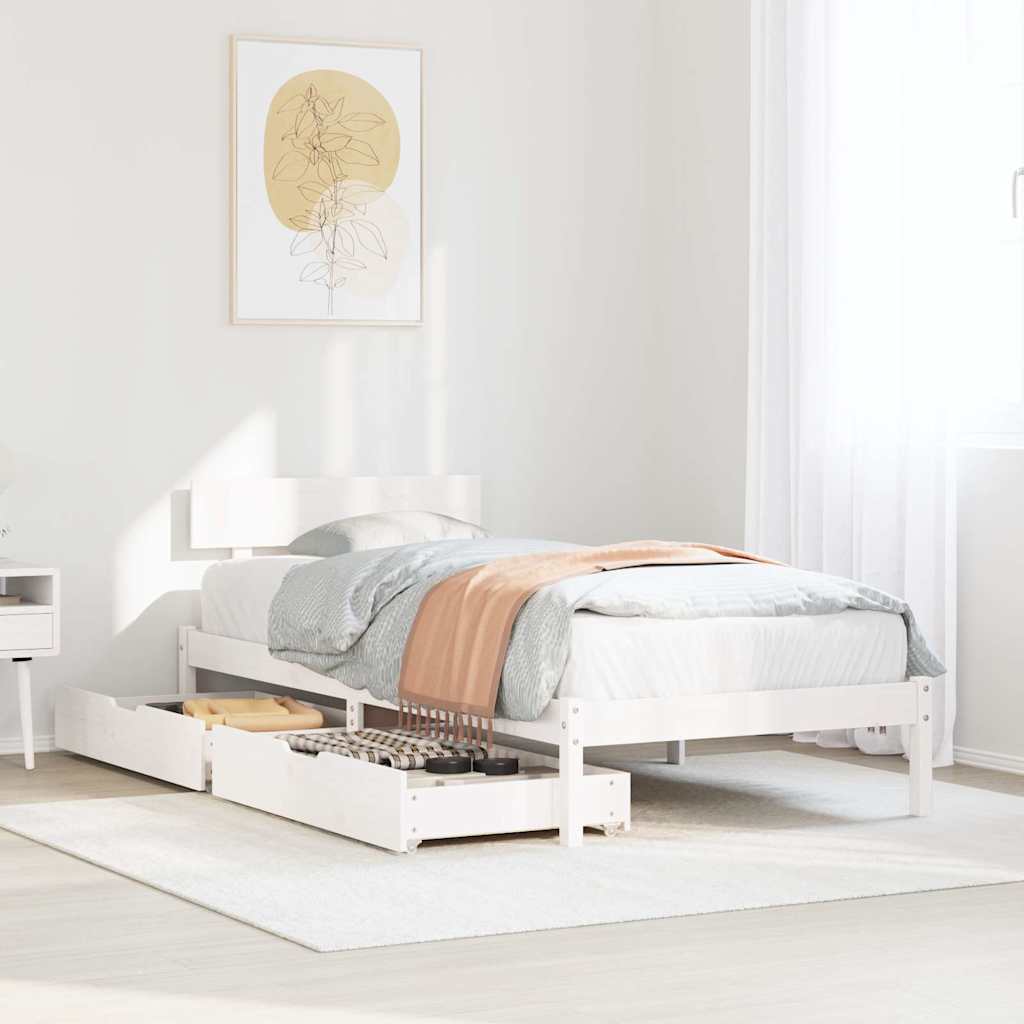 sengeramme uden madras 90x200 cm massivt fyrretræ hvid