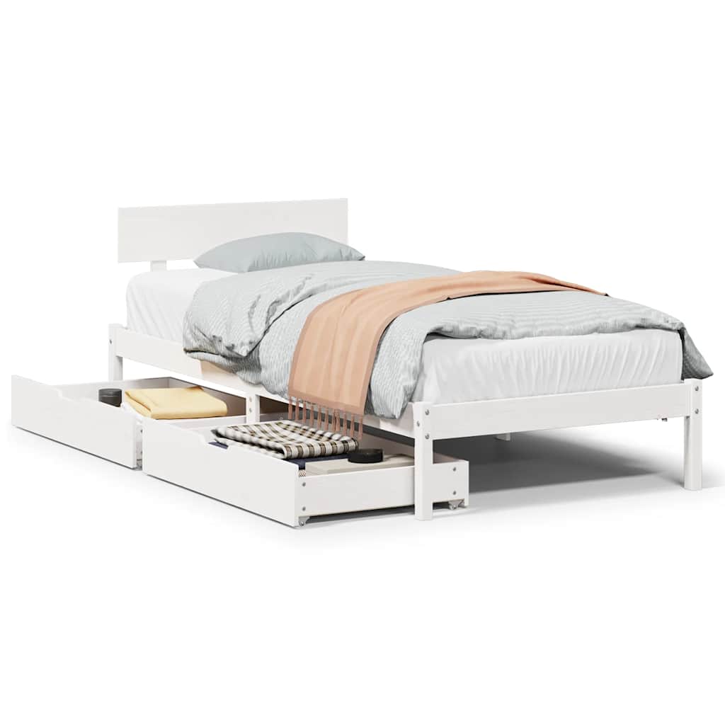 sengeramme uden madras 100x200 cm massivt fyrretræ hvid