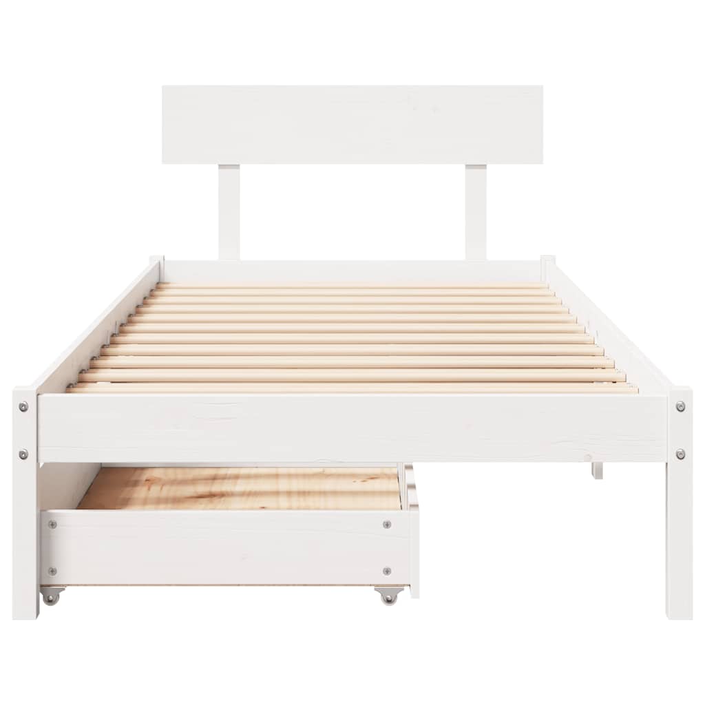 sengeramme uden madras 100x200 cm massivt fyrretræ hvid