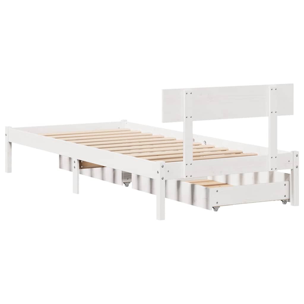 sengeramme uden madras 100x200 cm massivt fyrretræ hvid