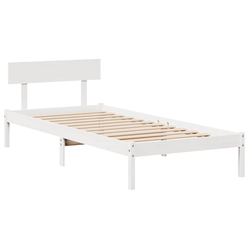 sengeramme uden madras 100x200 cm massivt fyrretræ hvid